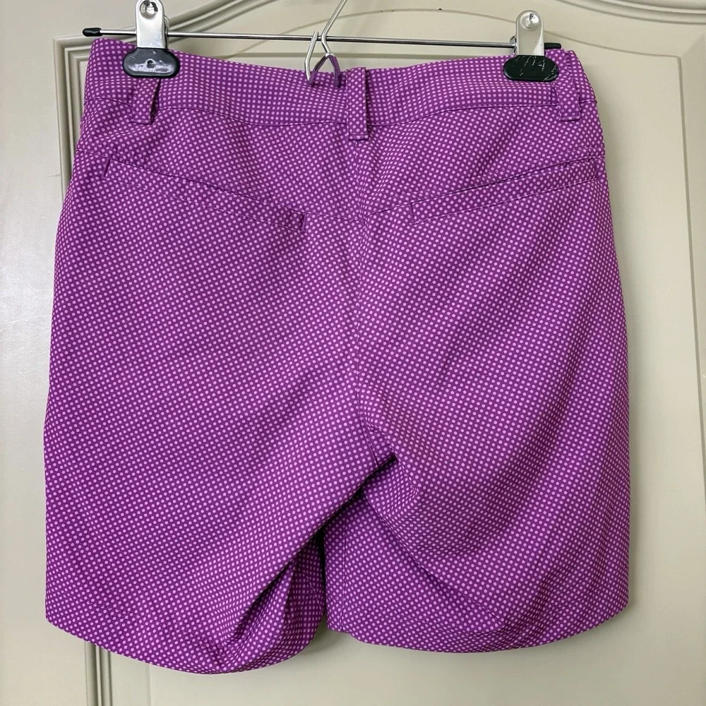 Nike Golf Tour Performance Womens Sz 0 Dri Fit Shorts Purple White Dot Print
